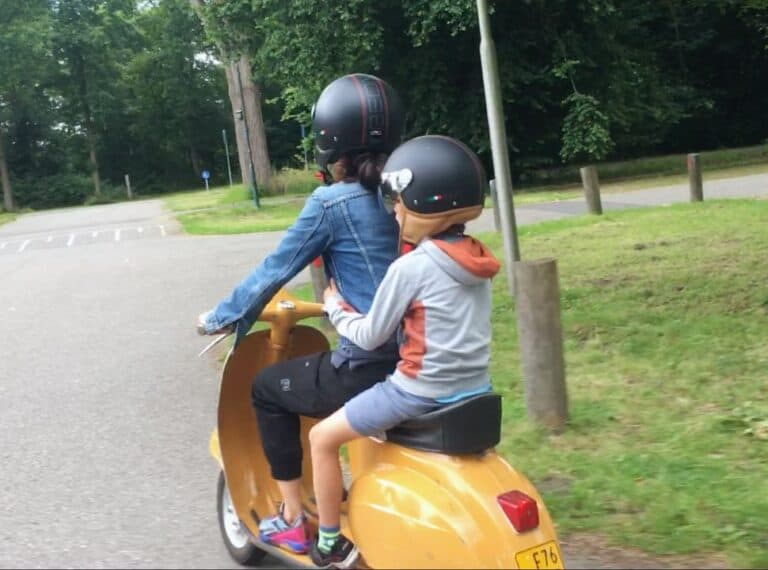taking a small passenger along on a classic vespa V50